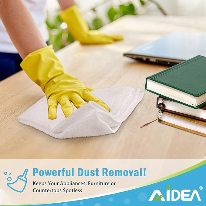 AIDEA White Microfiber Cleaning Cloth 20PK, Cleaning Rags, 11.5"x 11.5" | Microfiber Towel for Cars, Lint Free Cloth, Kitchen Towels Dusting Cloth, Wash Cloths, Dish Rags for Home, Kitchen