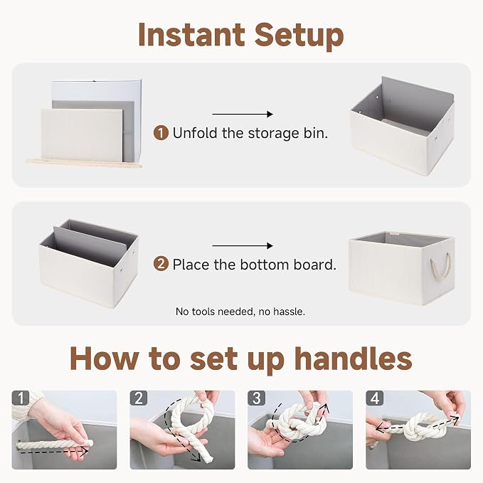 StorageWorks Storage Baskets for Shelves, Fabric Storage Bins, Closet Organization and Storage Basket, Foldable Organizer Bins for Clothes, Beige, White & Ivory, Large, 3-Pack | Storage Baskets for Shelves, Closet Organization and Storage Basket, Folda...