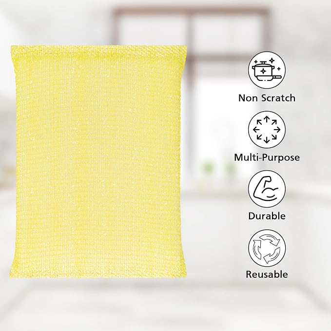 DecorRack 12 Multipurpose Scouring Pads, Non-Scratch Sponge (12 Pack)