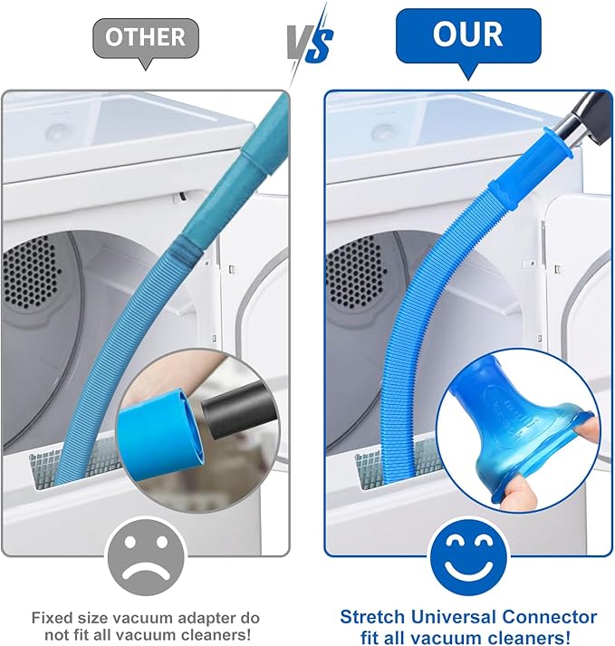 Sealegend Dryer Vent Cleaner Kit, Universal Vacuum Hose Attachment Blue | Upgraded Flexible Hose Without Whistling Noise, Fits Most Vacuums, Lint Removal Power for Dryer Vents & Tight Areas