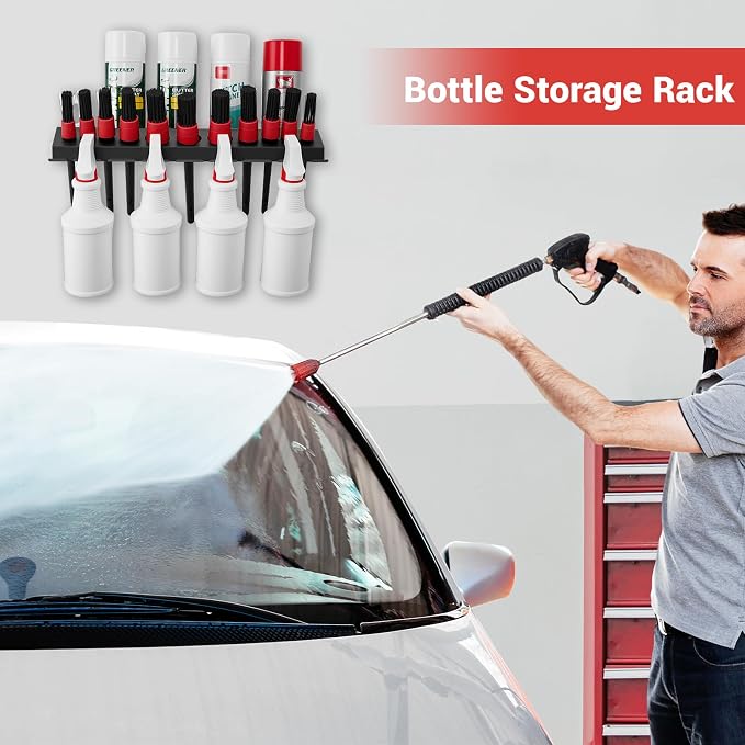 Car Detailing Brush Storage Rack Detailing Spray Bottle Holders Wall Mount | Metal Spray Can Car Cleaning Brush Organizer Bottle Hanger for Car Beauty Shop Accessory Display Auto Repair Shops Garages