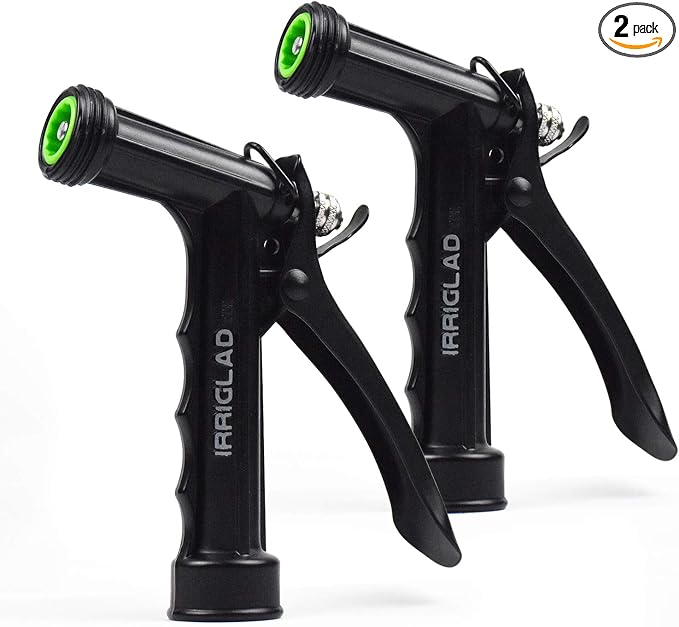 Hose Nozzle 2 Pack, Full Size Pistol Grip Water Nozzle Sprayer with Threaded Front, High Pressure Nozzle, Adjustable Spray Water Flow for Watering Plants, Showering Pet, Washing Car, Cleaning