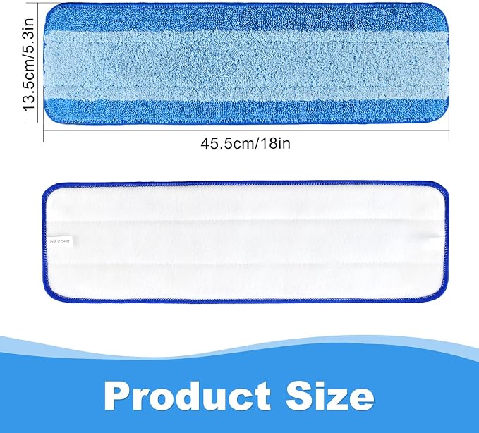 4 Pack Mop Replacement Pads Compatible with Bona Mop,Microfiber Cleaning Pad for Bona,18 Inch Wet & Dry Mop Pads for Hardwood Tile Laminate Floor Cleaning,Reusable & Washable