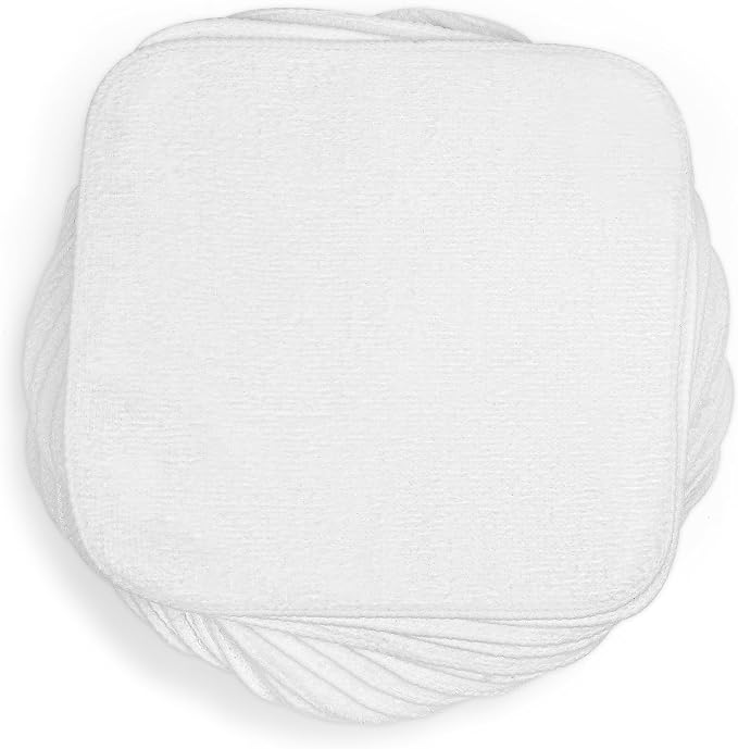 AOMIG Reuseable Cleaning Cloths 25PCS Washable Cotton White Cleaning Rags 15x15cm Reusable Soft Lint Free Cloth Multipurpose Terry Cloth Rags Dusting Cloths Terry Towels