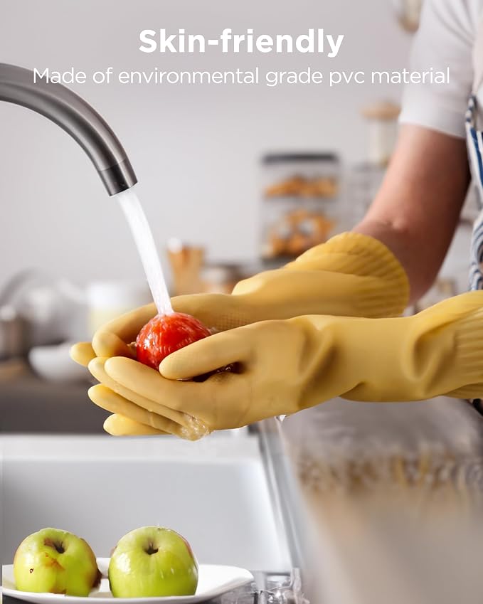 Rubber gloves on dishwashing cleaning 3 or 6 Pairs,Kitchen dish gloves,Reuseable.