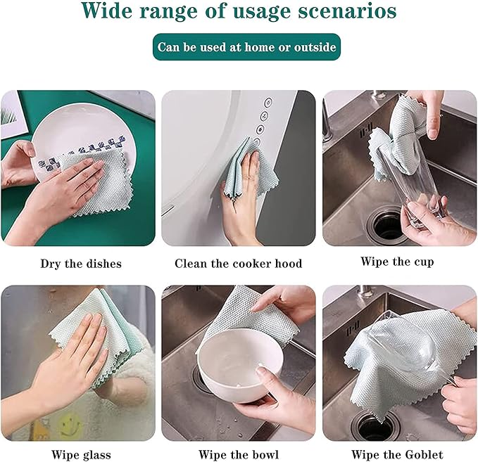 Kitchen Towels, 20 Pack Ultra Soft Reusable Absorbent Streak Free Kitchen Towels and Dishcloths Sets,Washable Quick Drying Micro Fiber Cloth for Dishes,House,Home,Car,Window,Kitchen Cleaning