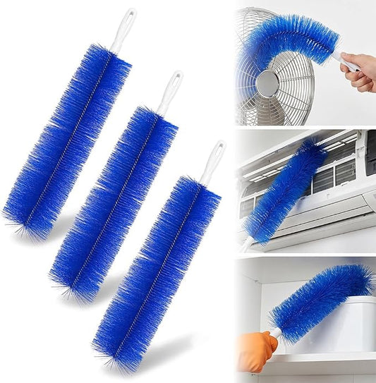 Bendable Microfiber Head, Fan Cleaner Brush, Reusable Fan Brush Cobweb Duster Microfiber Duster Ideal for Ceiling Duster, Household Duster Curtains，Fan Cleaner for Box Fan (Blue-3Pcs)