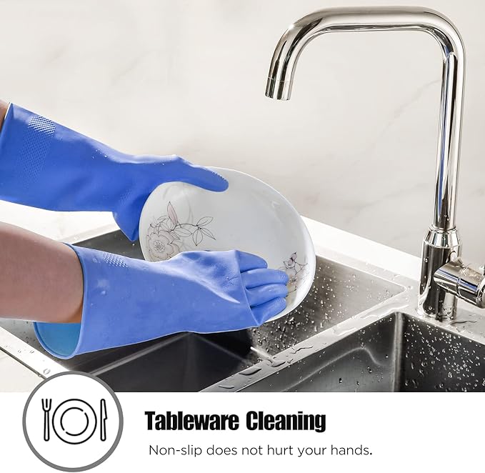 Rubber cleaning gloves 3 or 6 Pairs for Household,Reuseable dishwashing gloves for Kitchen.