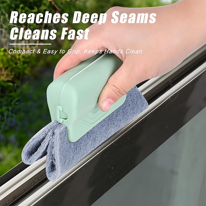 Magic Window Track Cleaner, Hand-held Cleaning Brush Tools Set for Window Slides Grooves, Sliding Door Track, Tile Grout Lines, Shutter Slats, Car Vents, Small Spaces Clean (3 Pieces)