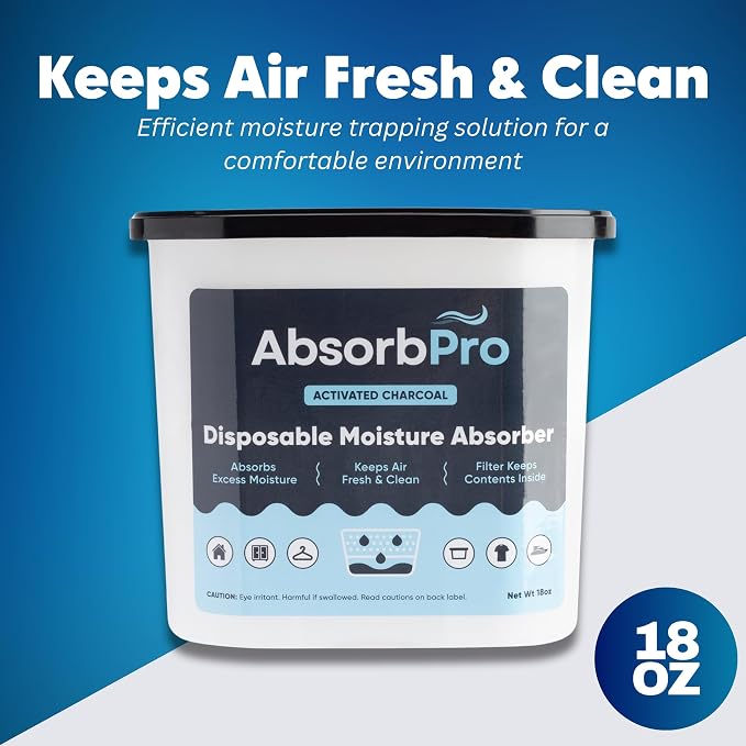 Absorb Pro Charcoal Moisture Absorber Tub 18 oz, 3-Pack