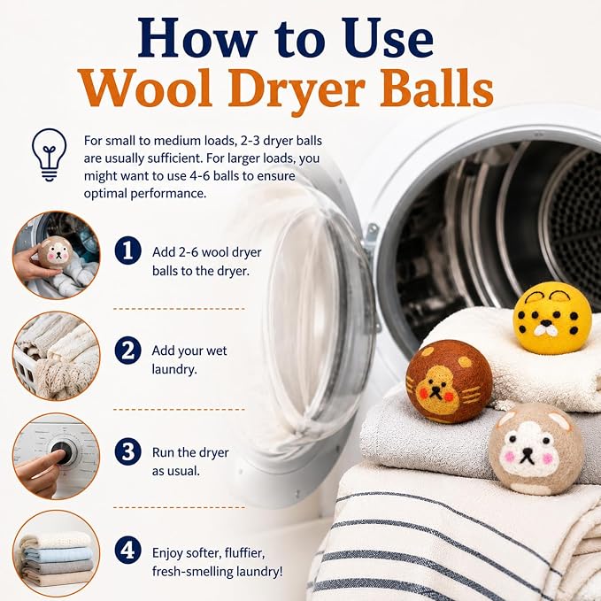 Wool Dryer Balls Handmade 3 Pack XL, Laundry Dryer Balls,100% New Zealand Wool Natural Fabric Softener,Reusable 1000 Loads,Wrinkles Free, Shorten Drying Time,Baby Safe (3 Pack XL,Zoo Friends) | 100% Hand-Embroidered