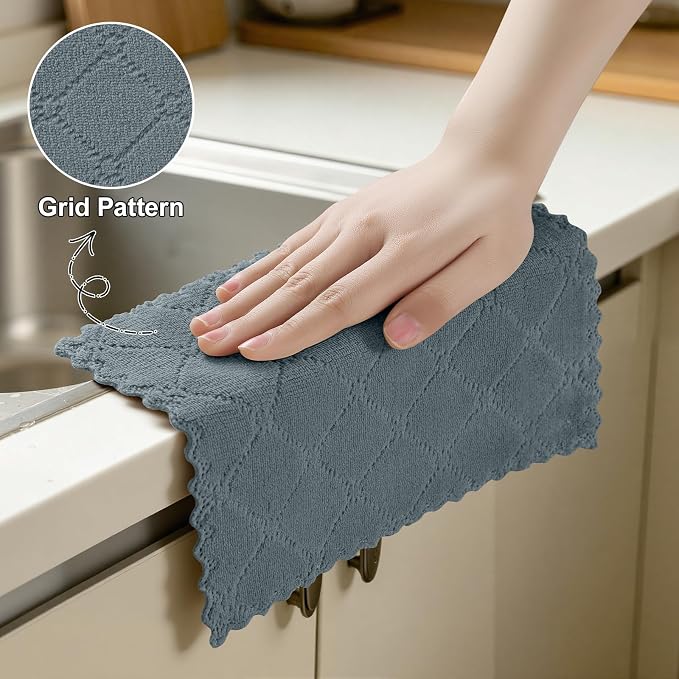 Homaxy Super Soft 18 Pack Coral Velvet Dish Cloths, 7" x 9", Dark Grey | Ultra-Absorbent Dishcloths, No Lint, Nonstick Oil, Fast Drying, Microfiber Cleaning Cloth