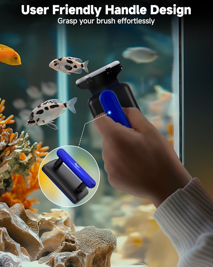 AQQA Aquarium Glass Cleaner, Double Side Algae Scraper with 2 Blades | Magnetic Fish Tank Cleaner, Self Floating Glass Scrubber Brush, for Up to 1.0 Inch Thick Glass & Acrylic Aquarium Tanks