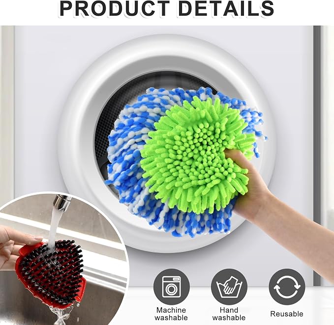 Mop Head Replacement for O Cedar, Spin Mop Replacement Head for Ocedar RinseClean 2 Tank System, Mop Heads Includeds 4 Mop Replacement Heads , 1 Spin Scrub Brush & 1 Base