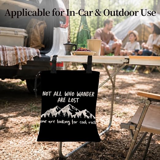 Funny Rock Geologist Car Garbage Bag Canvas Trash Can | Rock Collector Hounding Gifts Drawstring Car Trash Bag Hanging for Back Seat with Adjustable Buckle