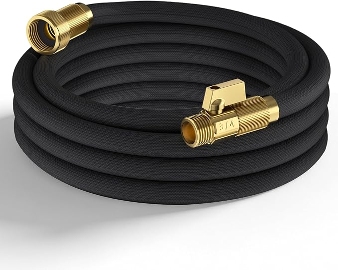 25ft Garden Hose – Lightweight & Flexible Water Hose, Leak-Proof Fabric & Non-Expandable with Shut-Off Valve for Yard, Outdoor Watering, Car Wash & RV