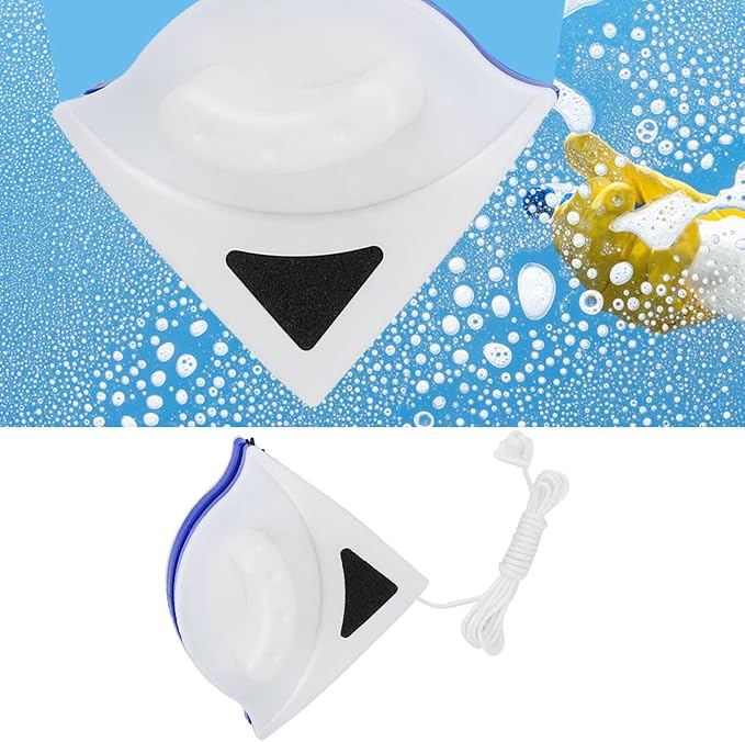Double Sided Magnetic Window Cleaner, Triangular Design for Interior Exterior Glass Cleaning, Streak-Free Shine