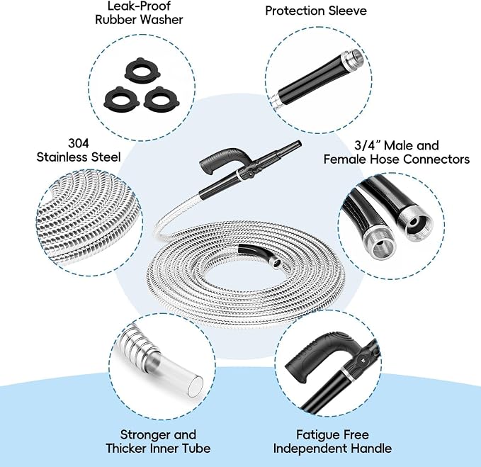 SPECILITE 100ft 304 Stainless Steel Metal Garden Hose with Independent Grip | Adjustable Brass Nozzle, 3/4" Solid Brass Connectors, Flexible, Puncture Resistant, Non-Expandable for Yard Outdoor Lawn
