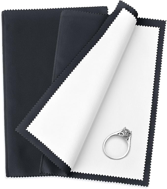 SEVENWELL Silver Polishing Cloth, 2PCS Large Jewelry Cleaning Cloths | Dual-Layer Cleaning, Large 10" × 12", Reusable, Removes Tarnish, Restores Shine, For Sterling Silver, Gold & Platinum