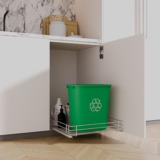 28 Qt. / 7 Gallon Green Rectangular Recycling Wastebasket Trash Can | 10 Pack