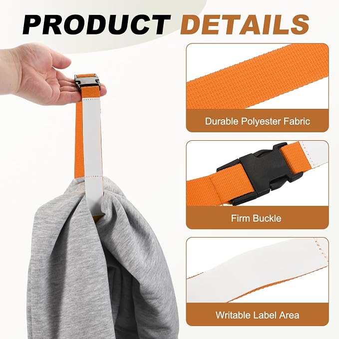 uxcell 4 Pcs Laundry Strap with Buckle, Multipurpose Laundry Strap Replacement Wash Care Utility Household Cleaning Loop Athletics Accessories Tools Storage, Orange