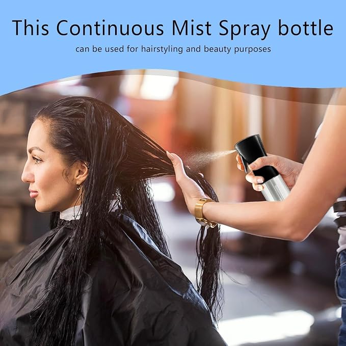 Home Spray Bottle for Hair (200ml/6.8oz 1Pack) - Black Continuous Empty Ultra Fine Plastic Water Mist Sprayer – For Hairstyling,Curly Hair,Cleaning, Salons, Plants, Essential Oil Scents