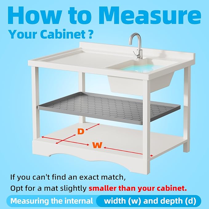 Winisok Waterproof Under Sink Mat 22" x 22", Silicone Mat, Light Gray | Raised Edge Traps Spills & Leaks, Shelf Liner, Cabinet Protector, for Kitchen, Bathroom, Boots, Pets, Home Essentials
