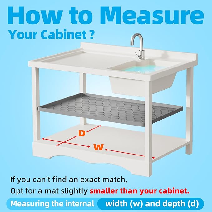 Winisok Waterproof Under Sink Mat 28" x 19", Silicone Mat, Dark Gray | Raised Edge Traps Spills & Leaks, Shelf Liner, Cabinet Protector, for Kitchen, Bathroom, Boots, Pets, Home Essentials