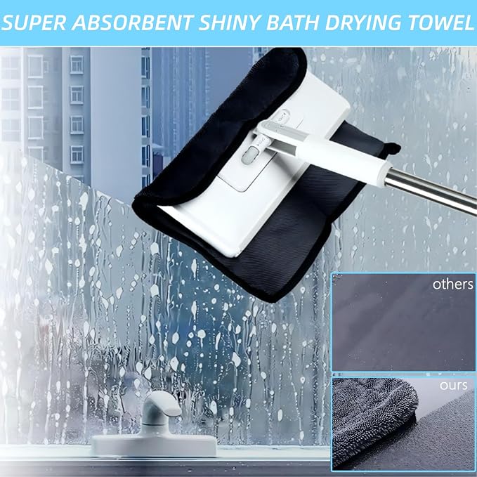 Shiny Towel Wipes Cleaning Cloths 3pcs Replacement Microfiber Towel for Disposable Dust Mop, Super Absorbent Shiny Shower Wipes Cleaning Cloths for Window Bathroom Car Mirror (3pcs Squeegee Refill)