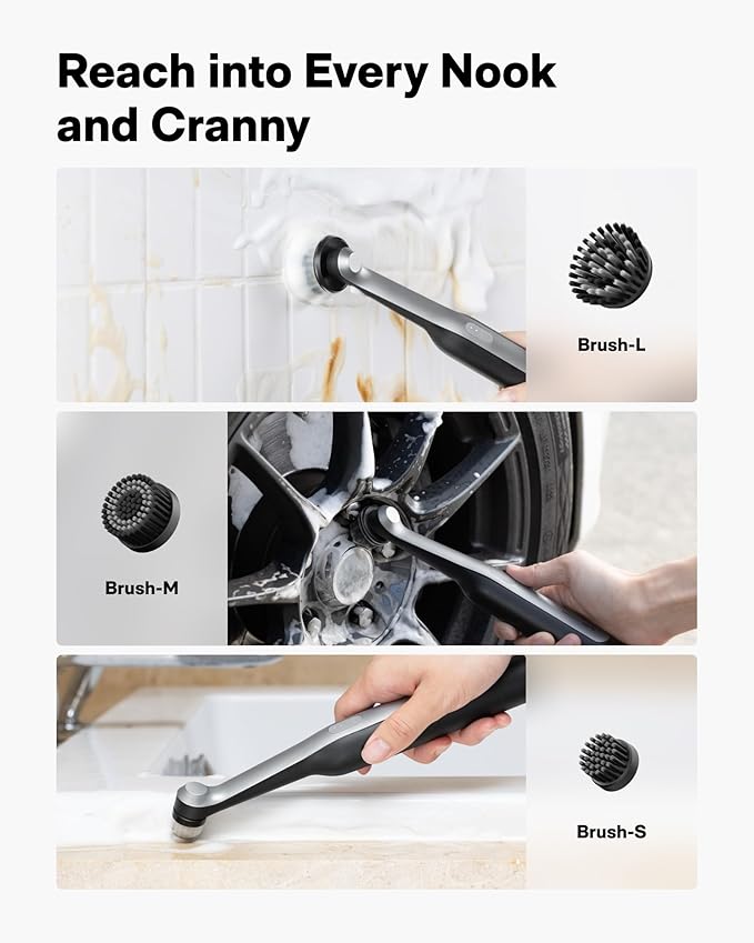 HOTO 16 Pcs Replacement Brush Heads for Wand™ Electric Scrubber Only | Suitable for HOTO Electric Scrubber Only, Cordless Spin Scrubber Accessories for Tiles, Grout, Corners, Crevices