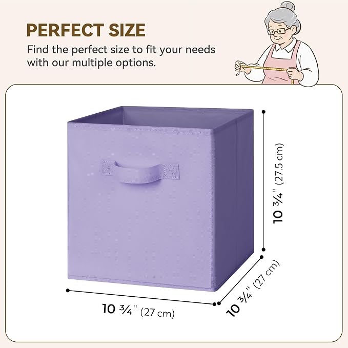 GRANNY SAYS 11x11 Cube Storage, 8-Pack Fabric Storage Bins, Purple Gradient | Collapsible Storage Boxes with Thickened Base Plate, Sturdy Handles, Decorative Baskets for Shelves, Closet