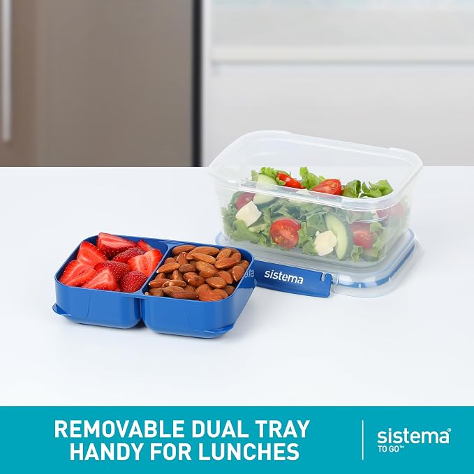 Sistema TO GO Stax Leakproof Food Storage Containers | 1 L | Airtight & Stackable Meal Prep Containers with Lids | Lunch Boxes | BPA-Free | 3 Count