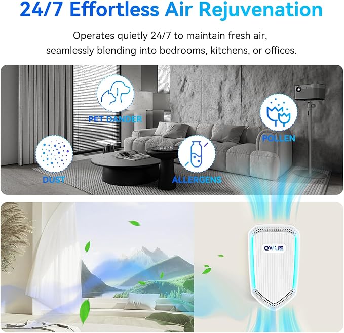 6Pack Air Ionizer Plug In, Filterless Home Negative Air Purifier, Quiet Air Freshener Portable Cleaner for Odors Smoke Dust, Air Purifiers for Home Office, Bedroom, Bathroom