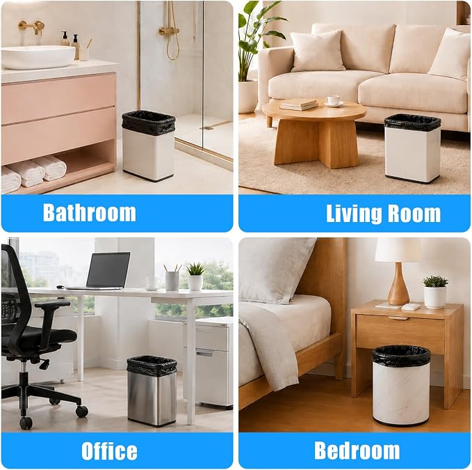 Medium Garbage Bags 8 Gallon /30 Liter Trash Bags Wastebasket Bin Liners Plastic Trash Bags for Bathroom Bedroom Office Trash Can 220 Count