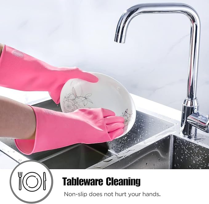 Rubber cleaning gloves 3 or 6 Pairs for Household,Reuseable dishwashing gloves for Kitchen.