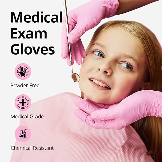 SwiftGrip Nitrile Disposable Gloves - Medical Exam Gloves, Latex-Free, Pink, Powder-Free, 50-ct Box (Large)