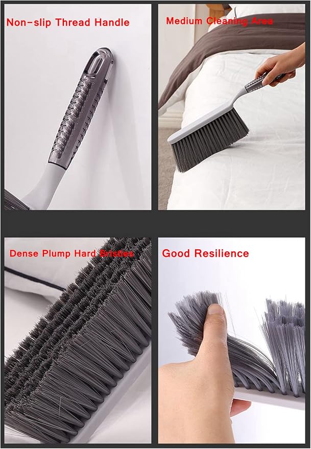 Dusting Brush, 13" Short Thick Firm Plastic Bristles Broom | Medium Handheld Dust Besom, Cleaning Heavier Litter, Workbench, Machine, Camping, Cloakroom, Gardening, Sofa