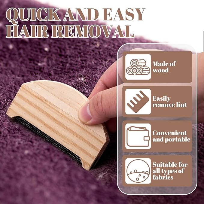 6 Pieces Cashmere Wool Comb, Portable Sweater Comb Pilling Remover, Manual Fabric Shaver Lint Remover with Wooden Handle for Removing Knitwear Scarves Fuzz Bobbles Clothing Care Tools