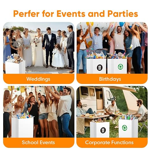 Moryimi 4 Pack Portable Disposable Trash Cans for Parties 30 Gallon | Extra Large Trash Cans for Parties and Events, Disposable Garbage Can for Party (30.7" H x 17" W x 13.4" D)