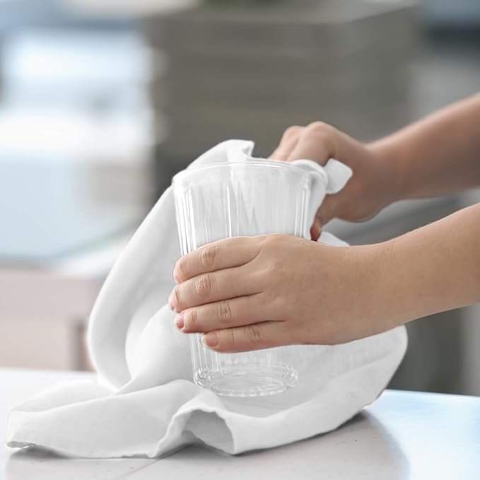 Shop Towels – Pack of 50 Reusable Cleaning Rags – Durable Quality Cotton – 13" x 13"– Machine Washable – Suitable for All Purposes (White)