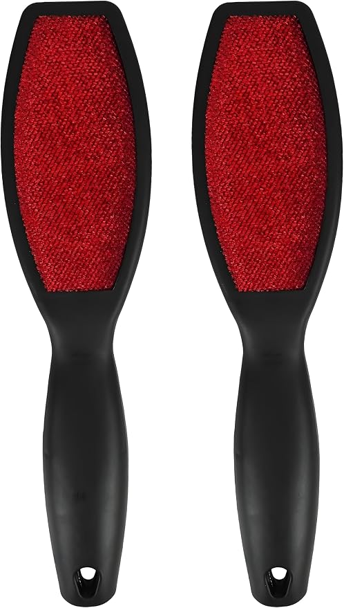 2 Pack Double-Sided Lint Brushes – Pet Hair Remover for Clothes, Furniture & Carpet – Reusable Brush for Cat & Dog Fur – Red Portable Lint Removal Tool for Fabric, Clothing, Upholstery
