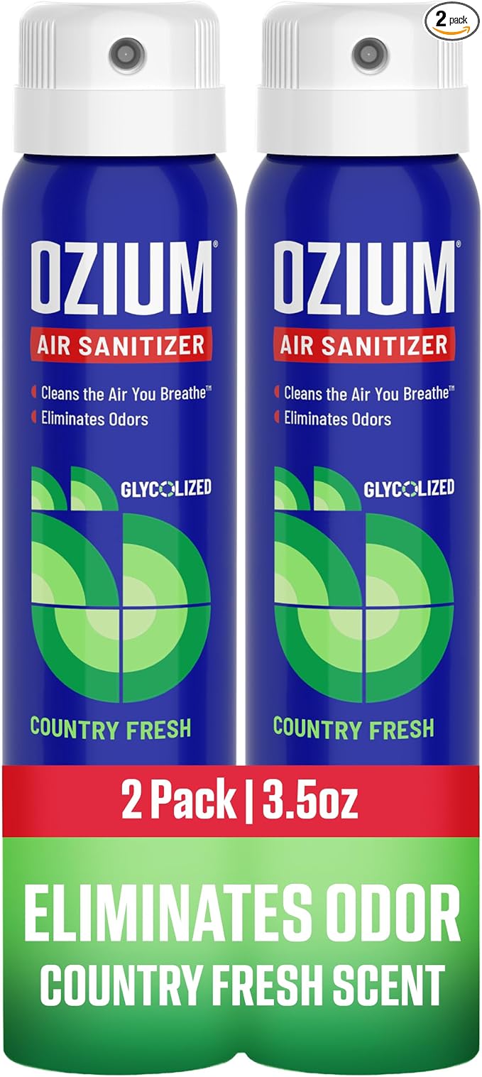 Ozium 3.5 Oz. Air Sanitizer and Odor Eliminator Spray | Room Odor Eliminator for Home, Car, and Office, Country Fresh Air Cleaner, 2 Pack