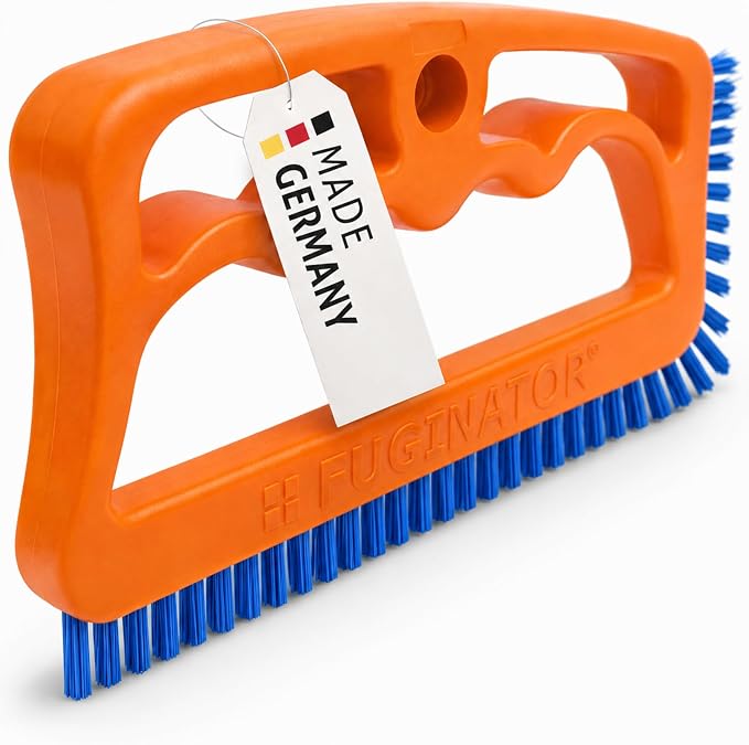 Fuginator Scrub Brush for Tile and Grout: Stiff Nylon Bristle Scrubbing Brush - Bathtub and Shower Scrubber for Floor Joints and Tile Seams - Cleaning Brush (Orange/Blue)