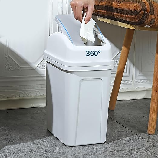 5.5 Gallon Pink Trash Can with Swing Lid, Small Slim Compact Plastic Bathroom Garbage Can,Easy to Clean,Detachable Trash Bin for Bedroom,Kitchen,Restroom,Dorm Room,Bathroom,Office