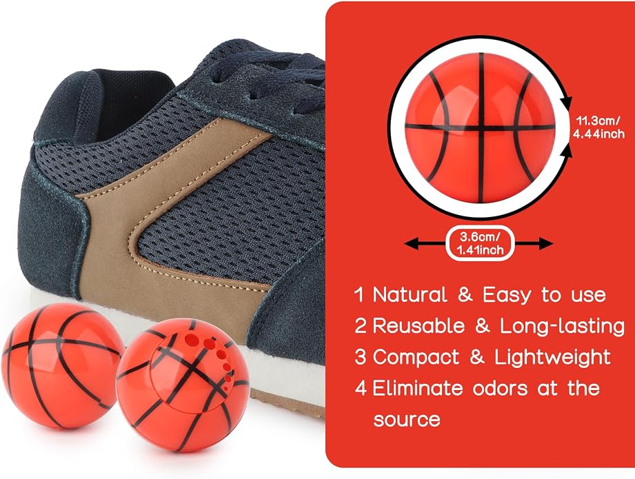 TIESTRA Shoe Deodorizer Balls (6 Pack) – Odor Eaters for Sneaker | Odor Eliminator Air Freshener for Closet, Locker, Gym Bag