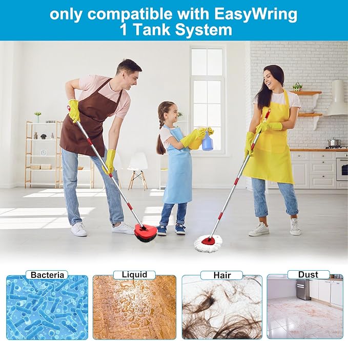 8-Pack Spin Mop Head Replacement for O Cedar Easywring 1-Tank System | Microfiber 100% Reusable Mop, 6 Mop Heads+1 Mop Base and 1 Scrub Brush Combo Set