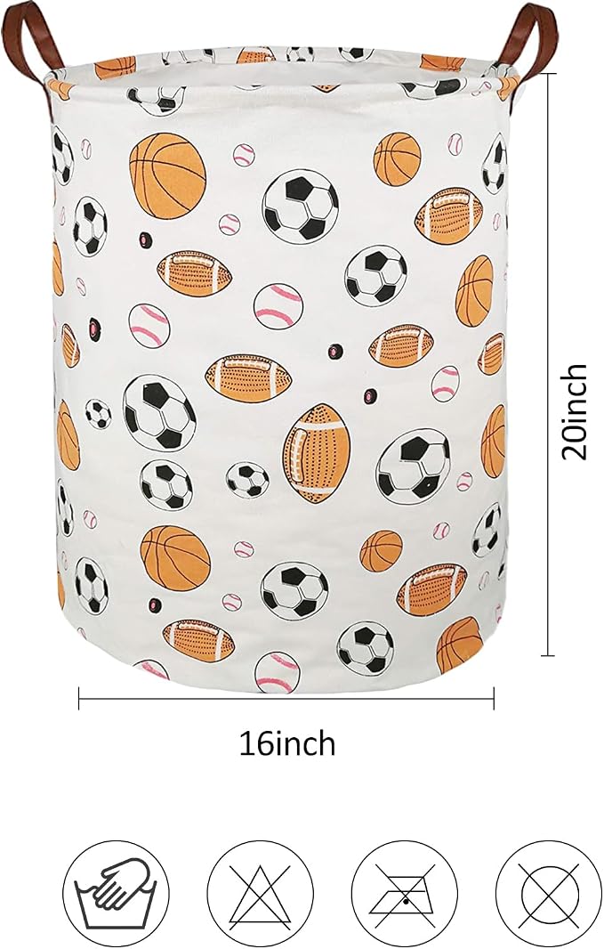 Collapsible Laundry Basket in Bedroom Waterproof Laundry Hamper in Bathroom Large Laundry Bag in College Dormitory Cloakroom Livingroom Nursery Organizer Toy Bin Football-008