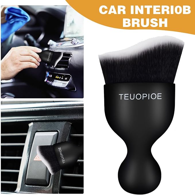 Car Detailing Brush for Interior Dusting and Air Vents,White | Soft synthetic bristles clean dashboards, vents, and consoles. Lightweight PP handle is suitable for dry or wet use.