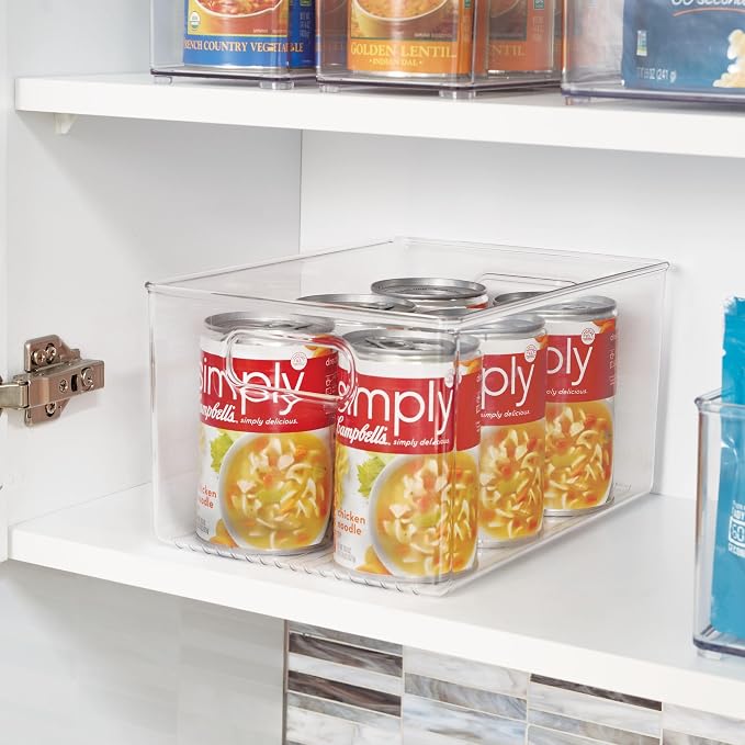 InterDesign iDesign Recycled Plastic Pantry Storage Bin – Linus Collection - Clear Kitchen Storage Box (Pack of 4)