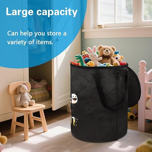 doginthehole Halloween Decorations Collapsible Trash Can with Lid Cute Black Cat Pumpkin Garbage Can Waterproof Portable Waste Bin for Camping, Yard, Picnic, Patio Halloween Party Supplies Fall Decor